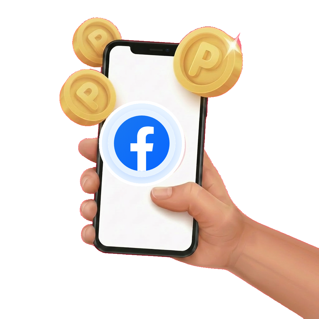 Hand holding a phone with coins